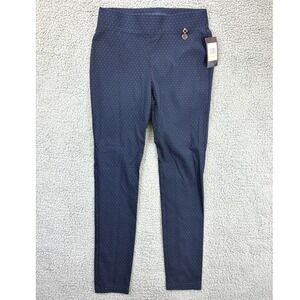 Tommy Hilfiger Skinny Pull On Pants Women's 4 Navy Blue Polka Dot Stretch